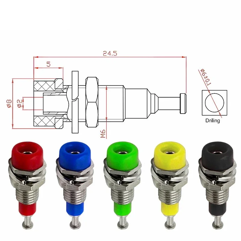 바나나 소켓 2mm 테스트 소켓 패널 소켓, 2mm 바나나 플러그 커넥터, 안전 10 개