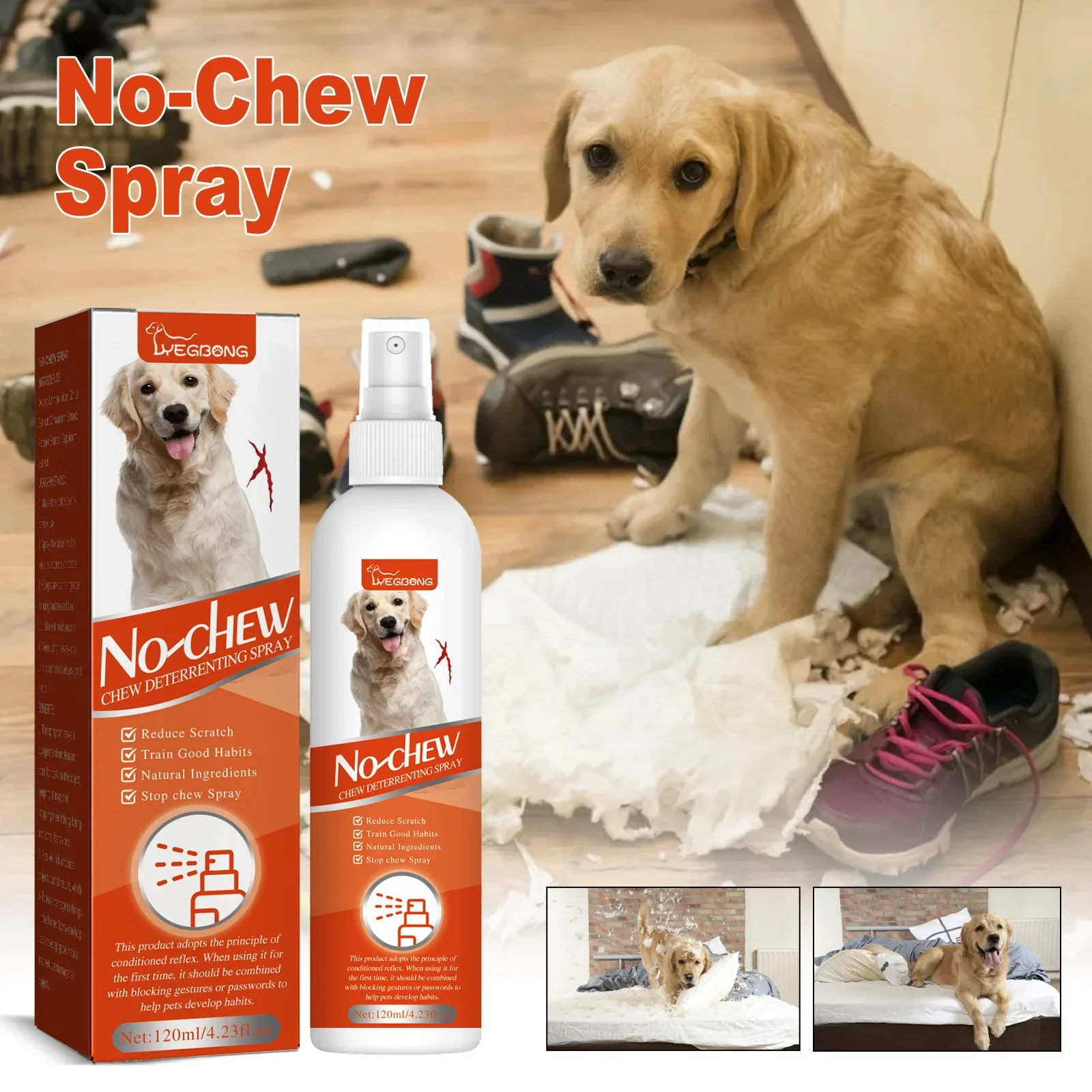 YEGBONG Anti-chewing Spray, Cat and Dog Anti-biting and Scratching Pet Behavior Modification Spray