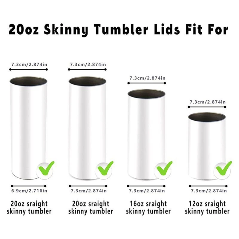 20 Oz Skinny Replacement Lids Tumbler Replacement Accessories Lids Plastic Splash Resistant Covers Spill Proof Skinny