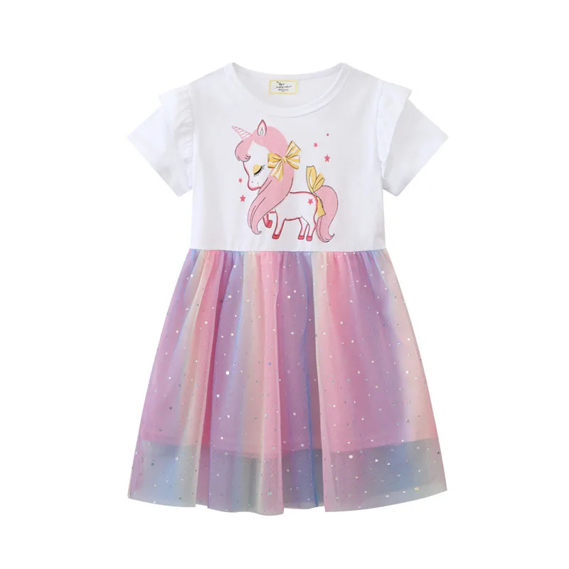 Jumping Meters Unicorn Children's Party Dresses Hot Selling