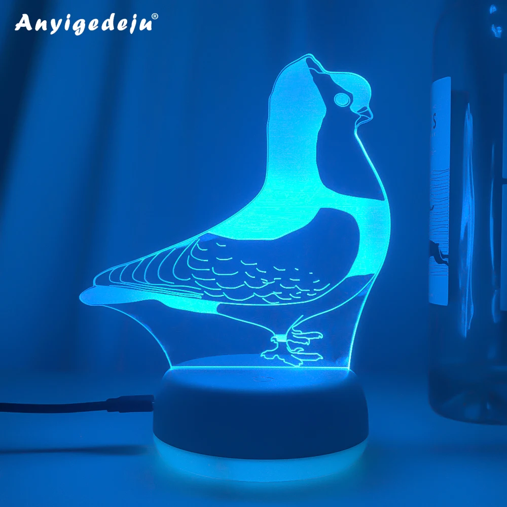 

Переносной голубь, 3d светодиодный ночник, светильник с дистанционным управлением, ночник, украшение для спальни, красочный голубь, ночник, подарок для детей