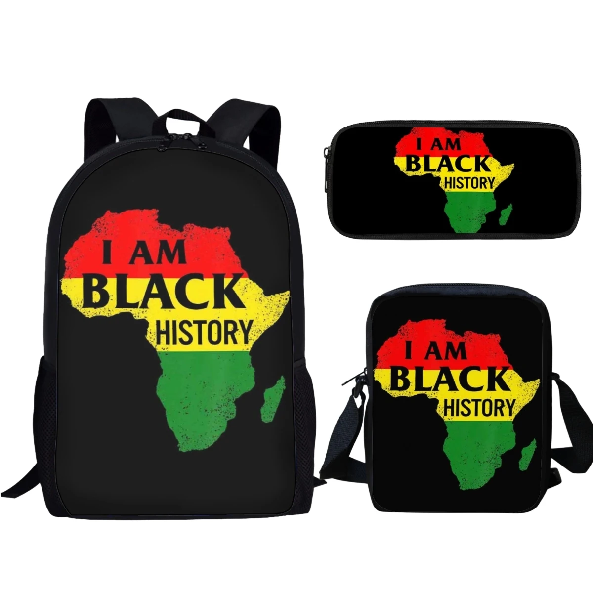 Black History Month Juneteenth 1865 3Pcs/Set School Bag for Boy Girl Stationery Organizer Large Capacity Backpack Student Gift