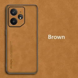 Luxury Retro Leather Skin Feel Shockproof Matte Silicone Soft Case Cover for Realme Neo7 (Brown)