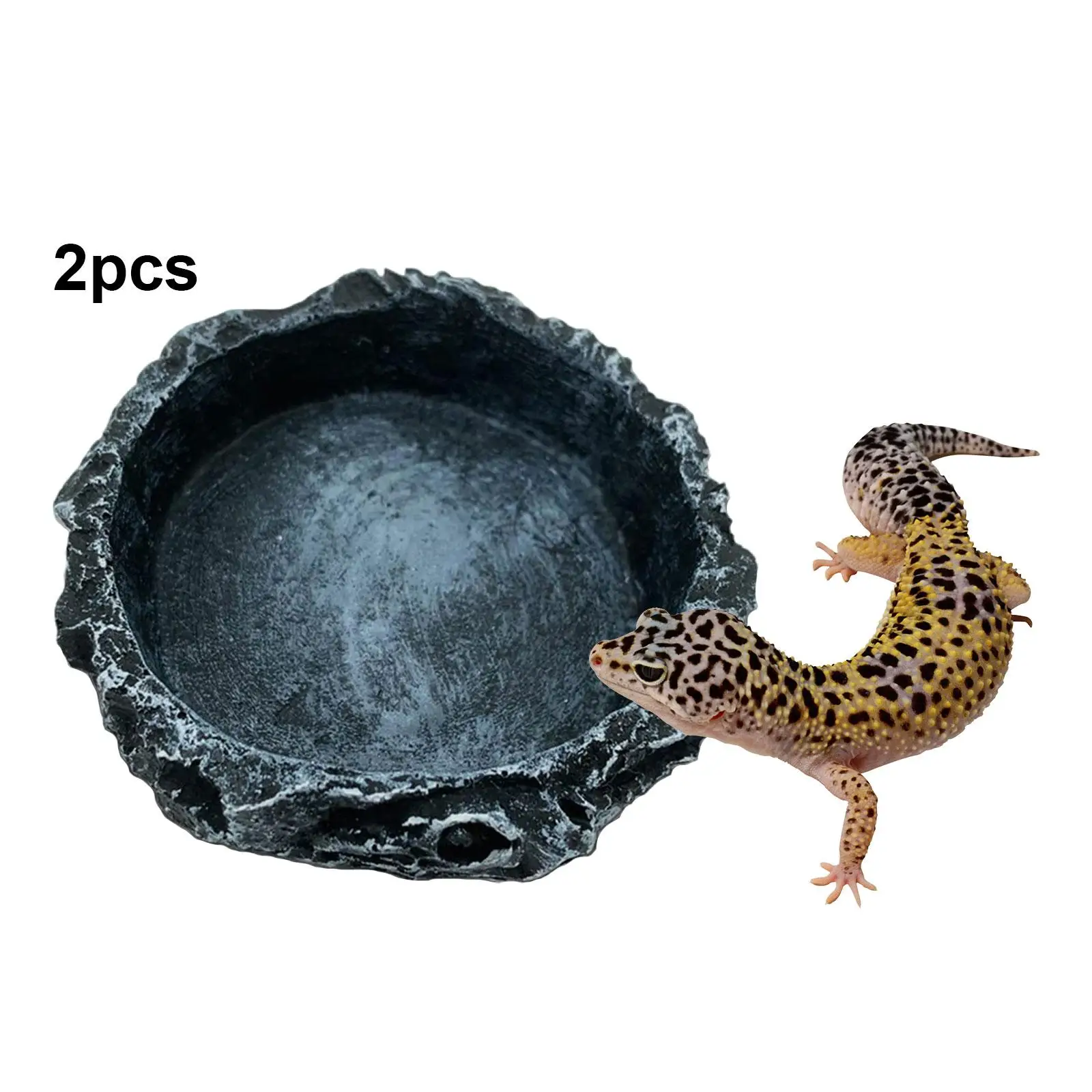 2 Pack Reptile Water Bowl, Reptile Food Bowl, Worm Resin,