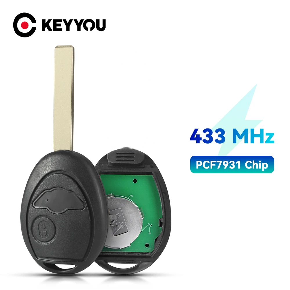 

KEYYOU 433Mhz 2 Buttons Car Remote Key Fob Controller For Bmw Mini Cooper R50 R53 Transponder Chip PCF7931