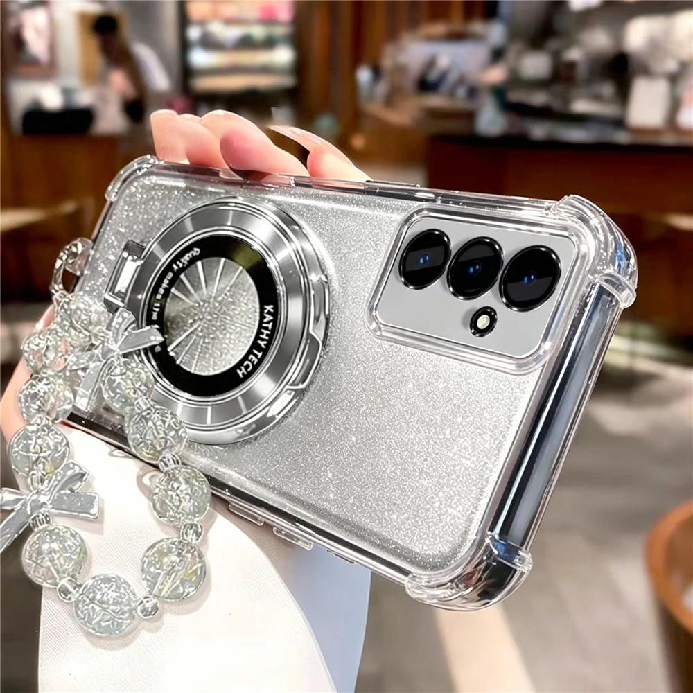Luxury Glitter Shockproof Phone Case with Bracelet Ring Holder and Stand Feature