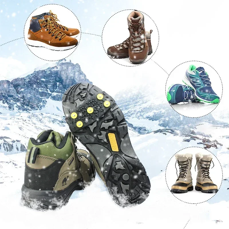 Snow Ice Claw Climbing Anti Slip Spikes Grips Crampon Cleats 2pcs Sport Shoes Cover For Women Men Boots Size 35-46