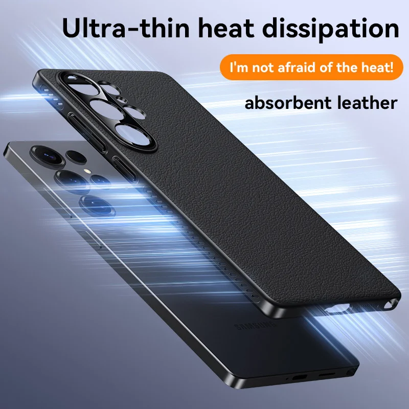 MagSafe Magnetic PU Leather Heat Dissipation Phone Case with Wireless Charging Cover