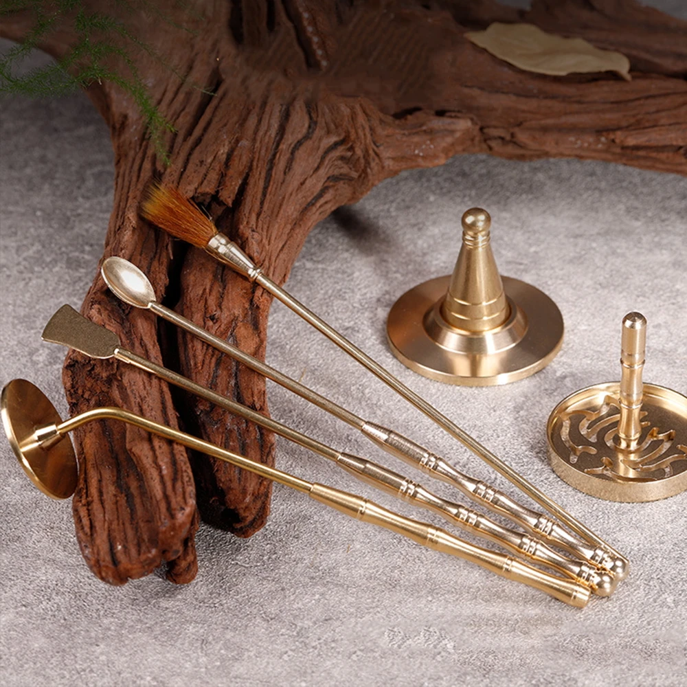 Brass Incense Seal Tools Set Incense Ash Press Powder Incense Supplies