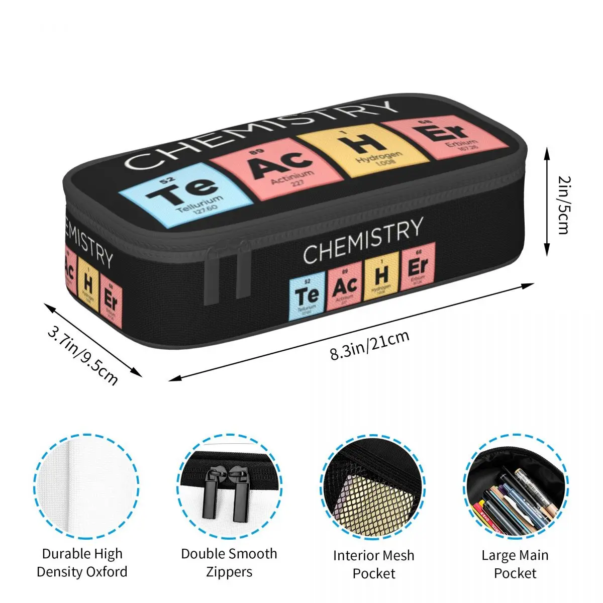 Korean Chemistry Teacher Periodic Table Pencil Cases for Science Lab Tech Large Storage Pen Box Bag School Supplies