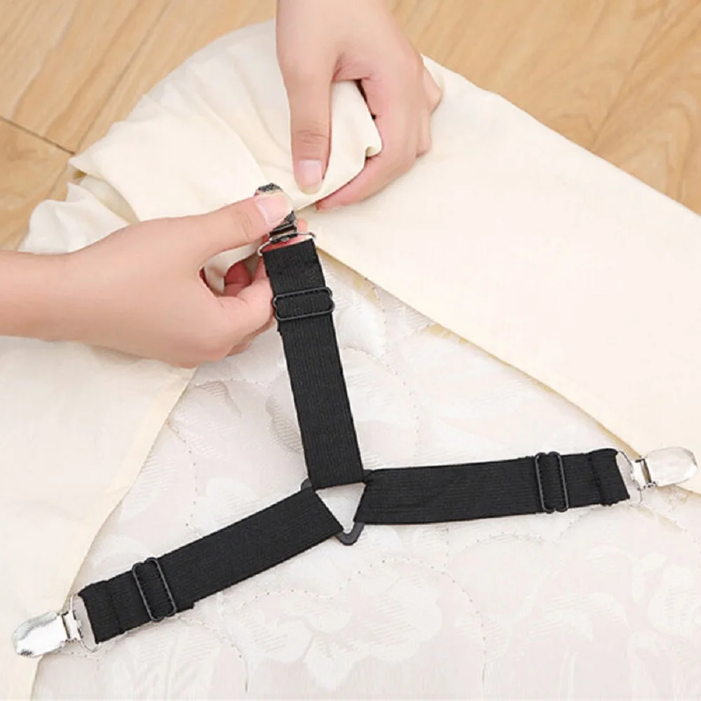 4Pcs/lot Bed Sheet Fasteners Holder Gadgets for Bed Sheet Organizer Mattress Cover Clip For Home Elastic Straps Adjustable Clips