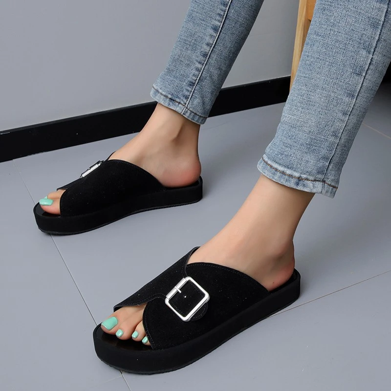 

Thick-soled Slippers Women's Fashion Outer Wear Sponge Cake Thick-soled Flip-flops 2023 New Summer Lazy Net Red Sandals Women