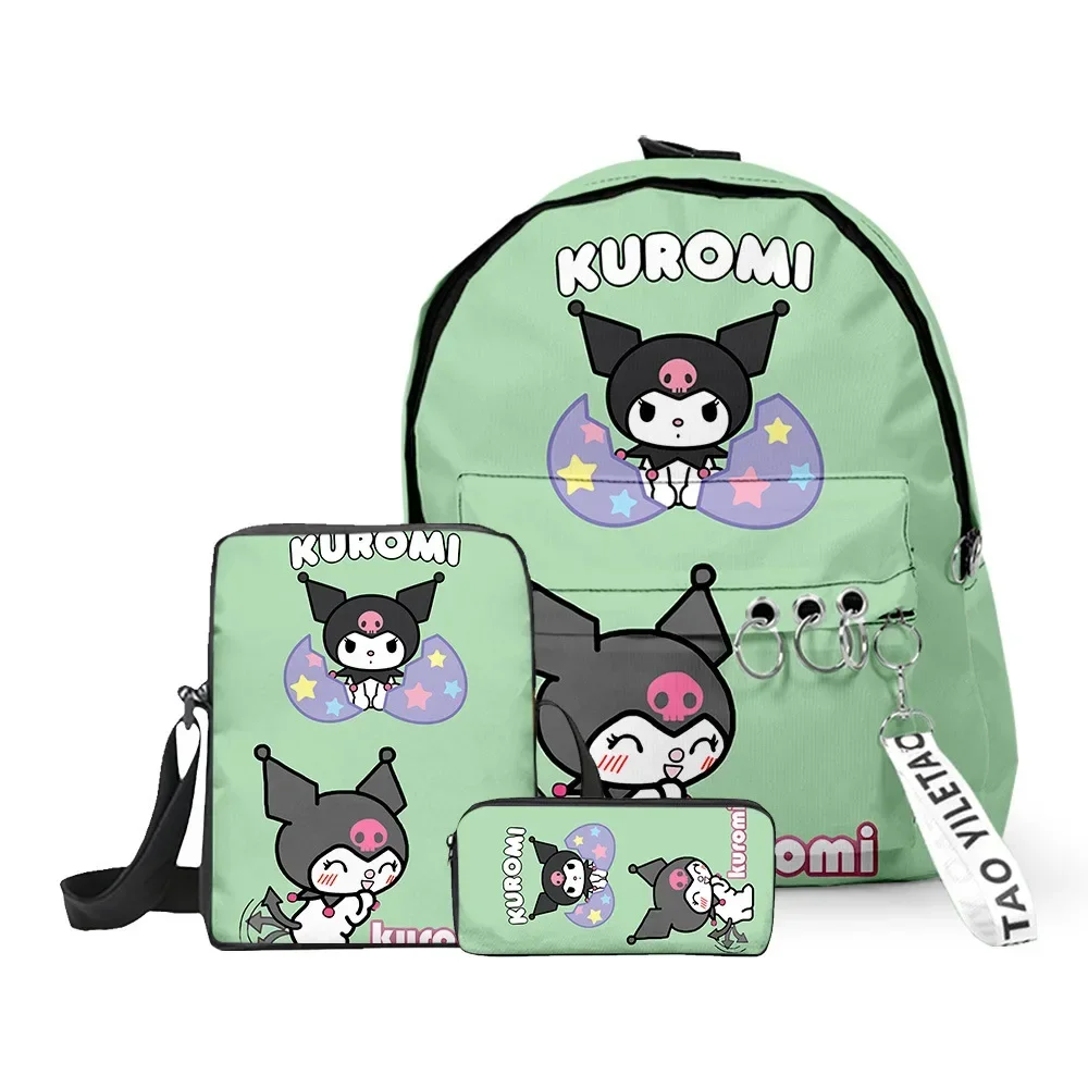 2024 New 3PC-SET 3D Product  Printing Peripheral Kuromi Kuromi Schoolbag Student Two-dimensional Backpack Shoulder Pencil Case