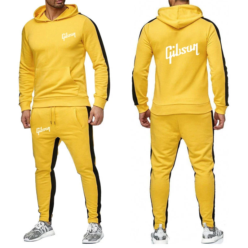 Gibson 2023 Spring Autumn New Style Men's Solid color Hoodies Sweatpant Sets Harajuku Jackets Sports Comfortable Casual Suits
