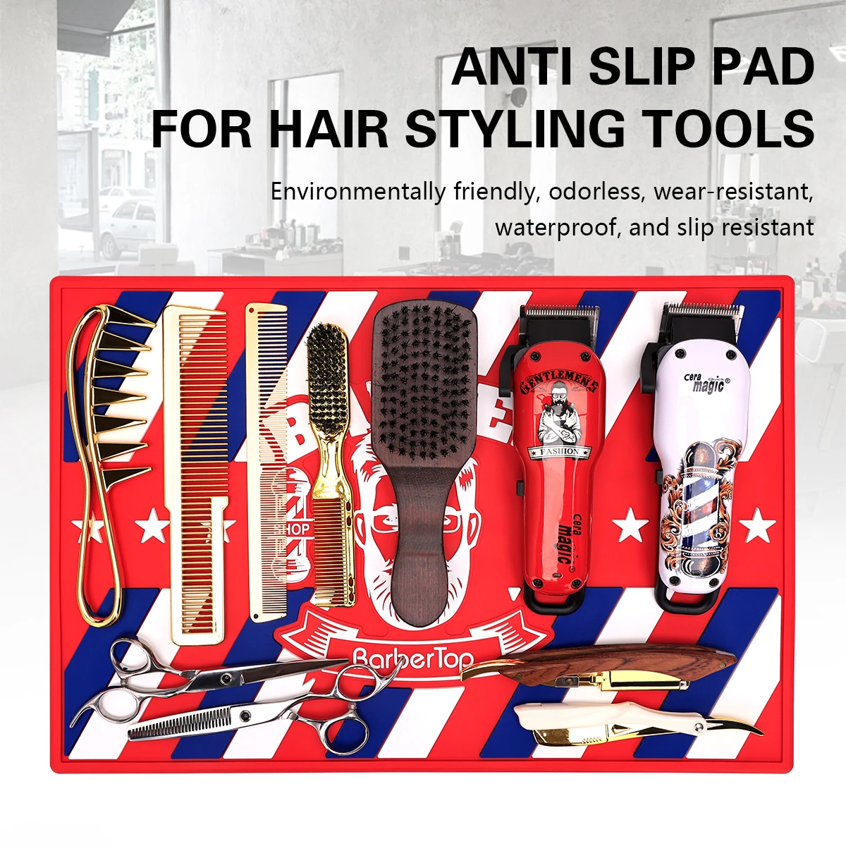 

Barbershop Clippers Mat Non-Slip Limit Combs Counter Mat Hairdressing Flexible No Magnetic Force Pad Grooming Storage Tools
