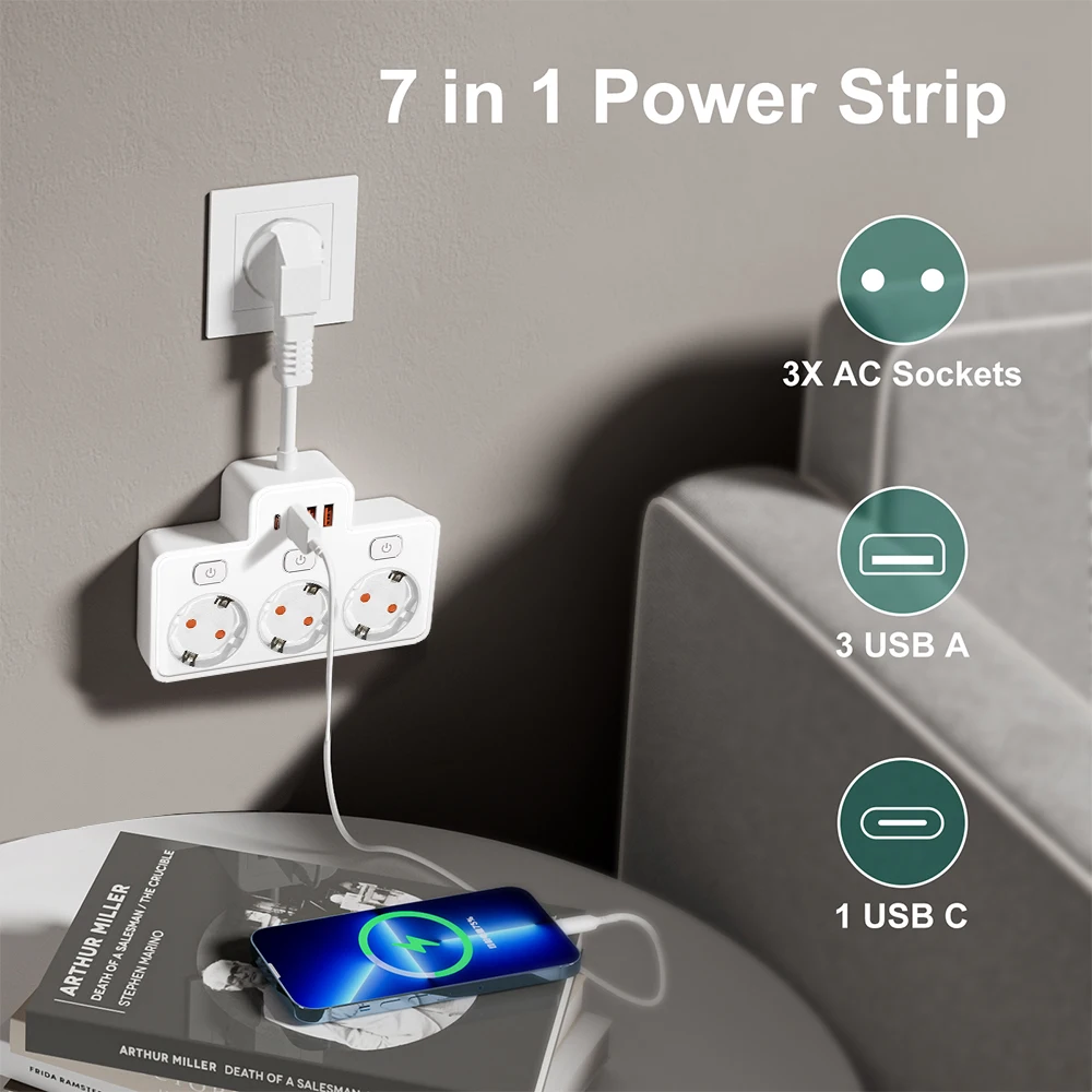 EU Plug AC Power Strip Wall Independent Switch 2500W European Standard Plug S3f11b55d980a4ce580eb4d874fce0687A