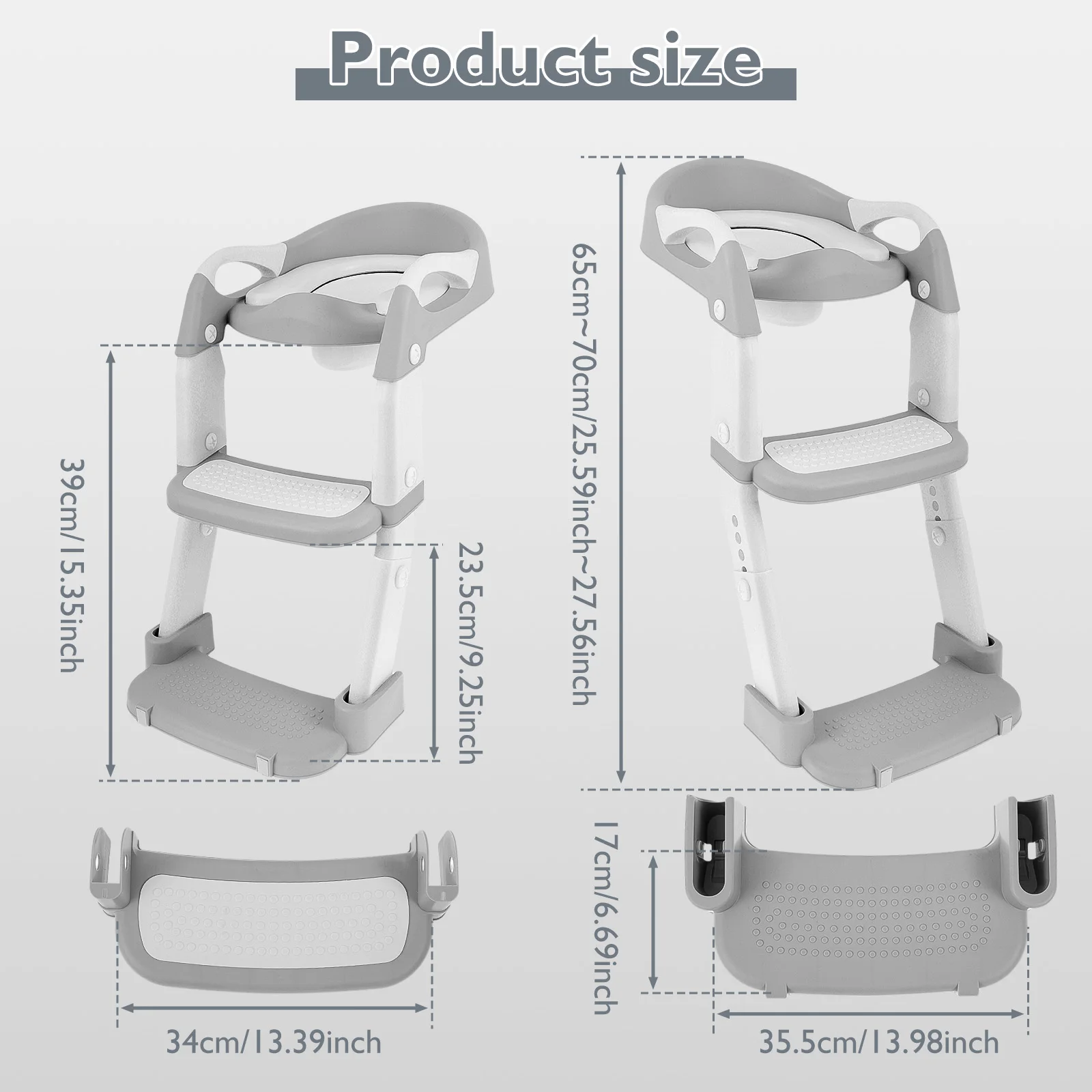 Description Picture 3 of itemChildren's Toilet Seat Stairway Adjustable Baby Toilet Folding Stand Step Stool Toilet Seat Ring with Nonslip Pad for Boys Girls