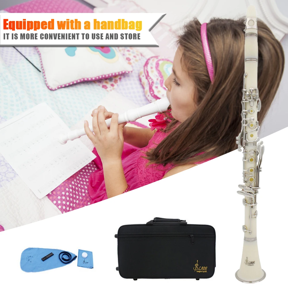 Bb Clarinet 17 Keys Professional Clarinet Set White Gloves Cleaning Cloth Box Orchestra Musical Instruments Barrels Reeds
