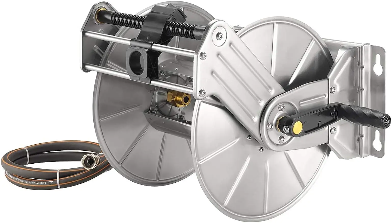 

Giraffe Tools Stainless Steel Garden Hose Reel Heavy Duty, Wall/Floor Mounted Metal Water Hose Reel Retractable with Crank, 150-