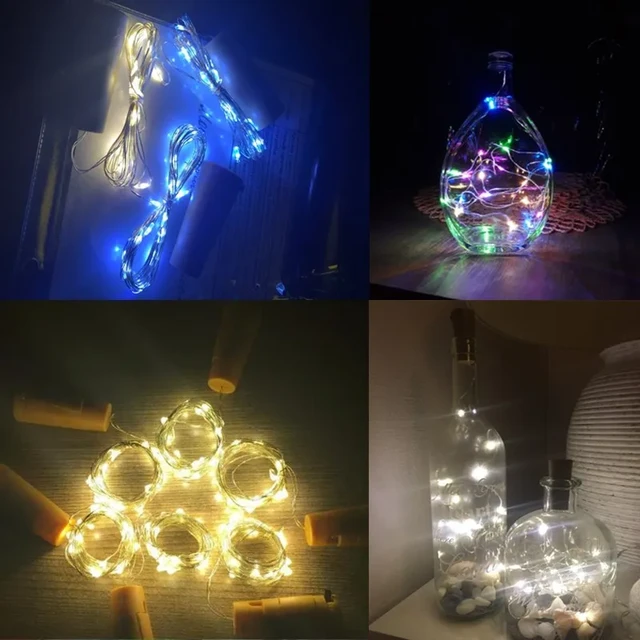 Guirxiété Lumineuse LED en Fil de Cuivre pour Bar, Bouteille de Vin, Liège,  Vacances, Décoration de Mariage, Noël, 2 Pièces - AliExpress