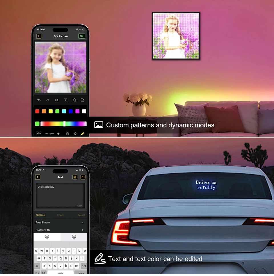 Smart Dynamic Pixel Screen Panel Light DIY Art Decor Light B - AIXIVO product image