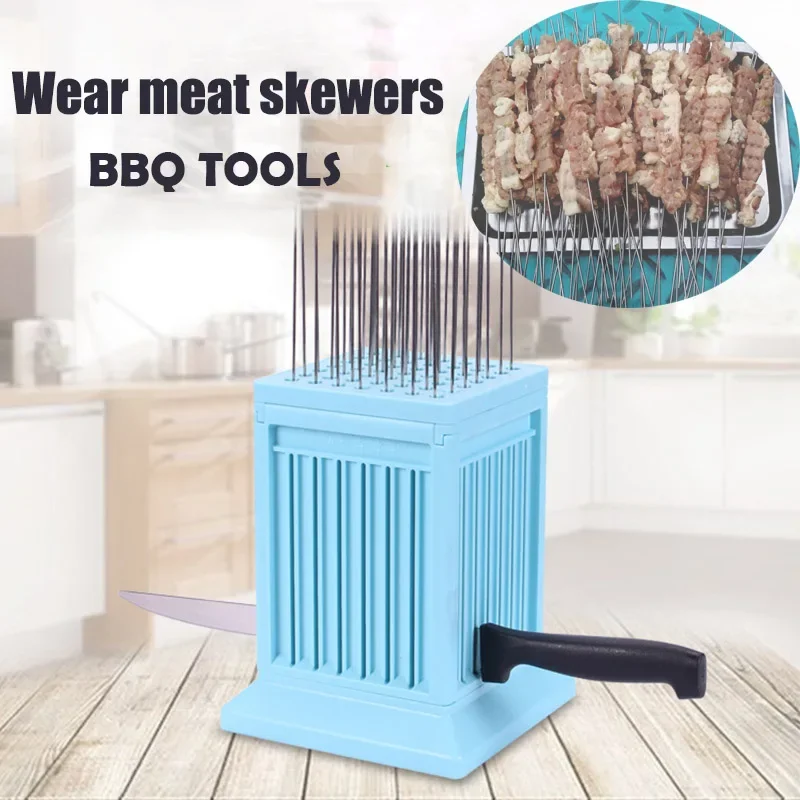 BBQ Meat Skewer Maker Wear Meat String Lamb Skewers Machine 49 Holes Skewer Tools Tofu Machine Grill barbecue skewers,bbq grilling accessories,kebab maker