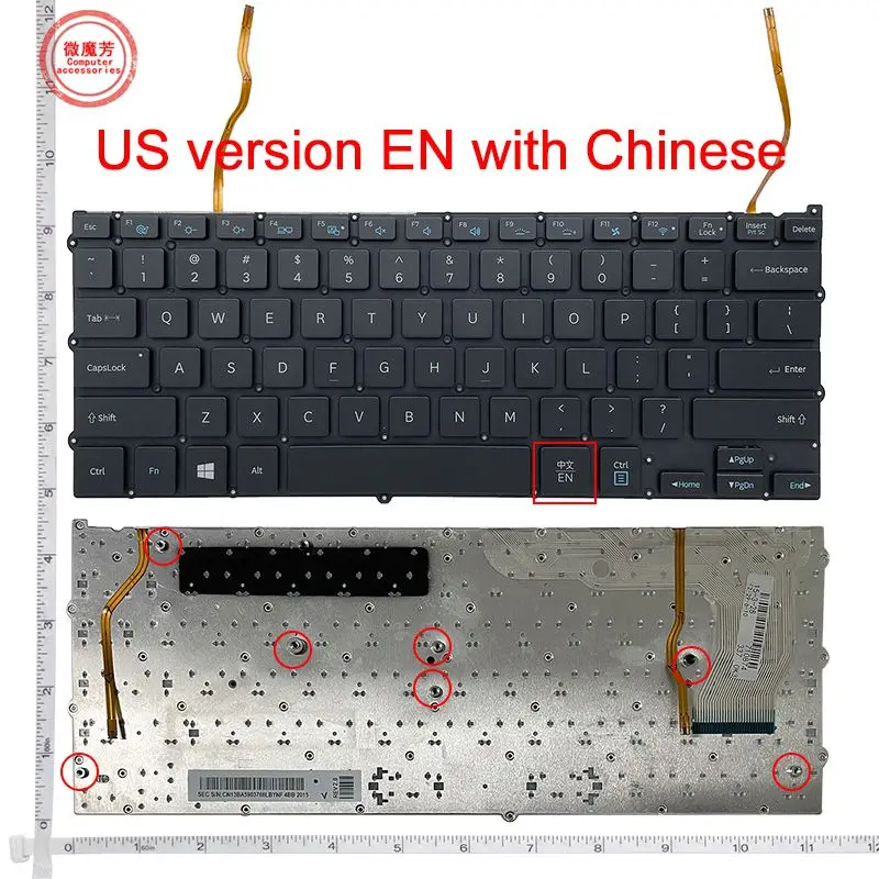 

Клавиатура с английской раскладкой для ноутбука Samsung NP940X3G, NP940X3F, 940X3G, 940X3F, США