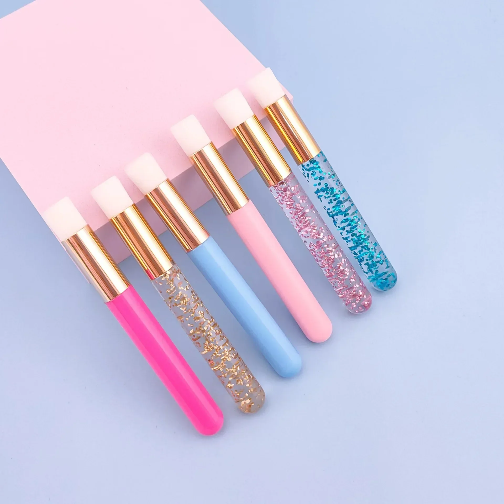 Makeup Brush Soft Eyelash Extension Cleaning Brush Crystal Bead Handle Nose Blackhead Remover Brush Makeup Tool