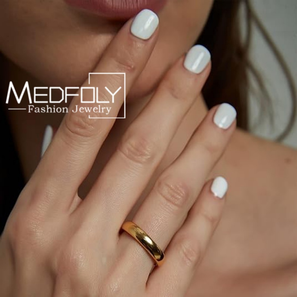 MEDFOLY 2mm 3mm 4mm Tungsten Carbide Ring for Women Men 14k Gold Plated Rose Gold Plated Domed Polished Finish Wedding Jewelry