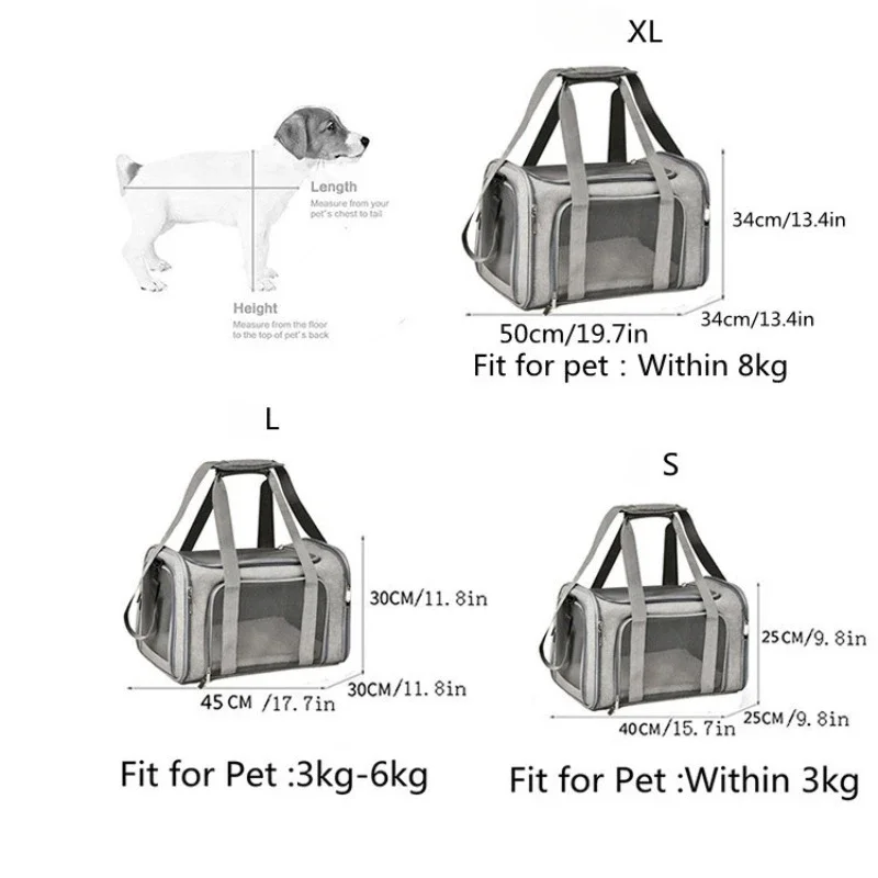 Large Capacity Cat Carrier Bag, Adjustable Strap, Pet Carrying Handbag, Collapsible Shoulder Bag for Outdoor Travel