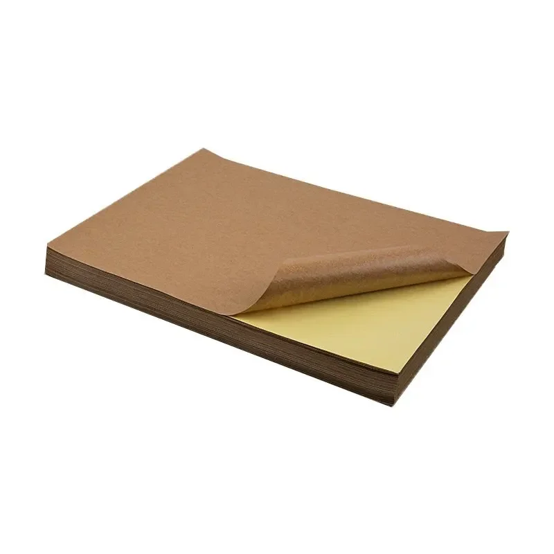 100 sheets Brown SelfAdhesive Kraft Paper Sticker In A4 Sheet Print