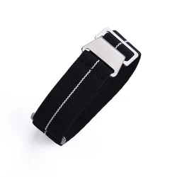 Premium Quality Durable Nylon Watch Band - Comfortable Military Washable Strap for Men, Universal Fit (Black - White)