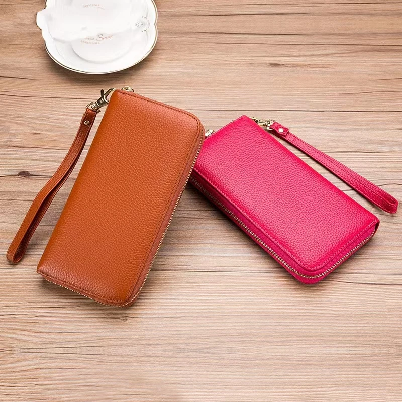 

Womens Wallet Leather RFID Blocking Purse Clutch Top Layer Cowhide Wristlet Wallet Women Large Capacity Multi Credit Card Holder