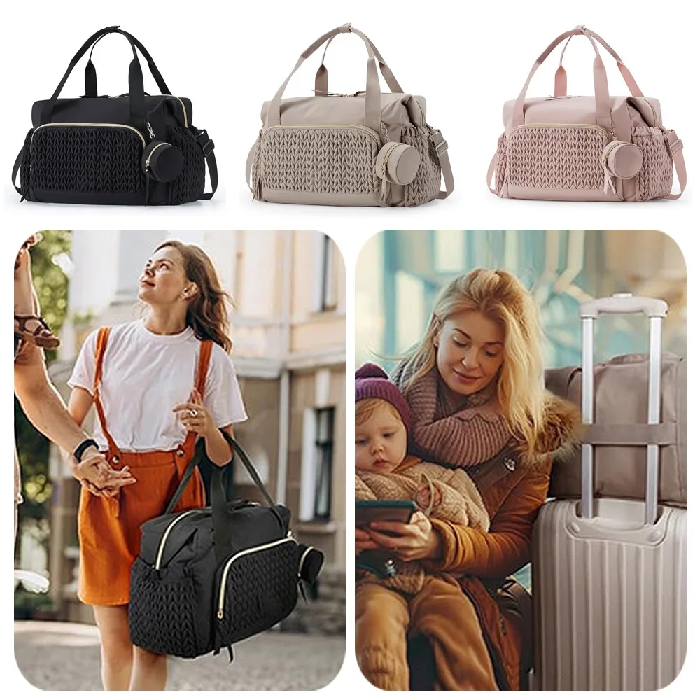 Multifunction Mommy Diaper Bag with Insulated Pocket Changing Pad Portable Baby Diaper Bag Large Capacity Nappy Waterproof