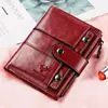 100% Genuine Leather Wallet for Women Luxury Design RFID Card Holder with Zipper Coin Pocket Bifold Multi-functional Money Purse 6