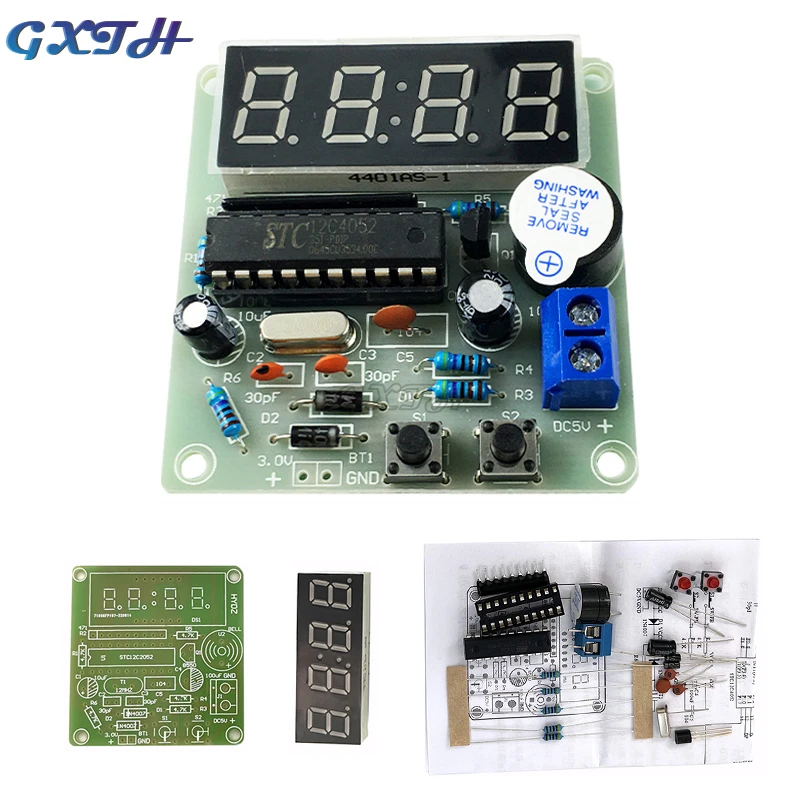 

AT89C2051 Digital 4 Bits Electronic Clock Electronic Production Suite DIY Kit 4 Digit Clock