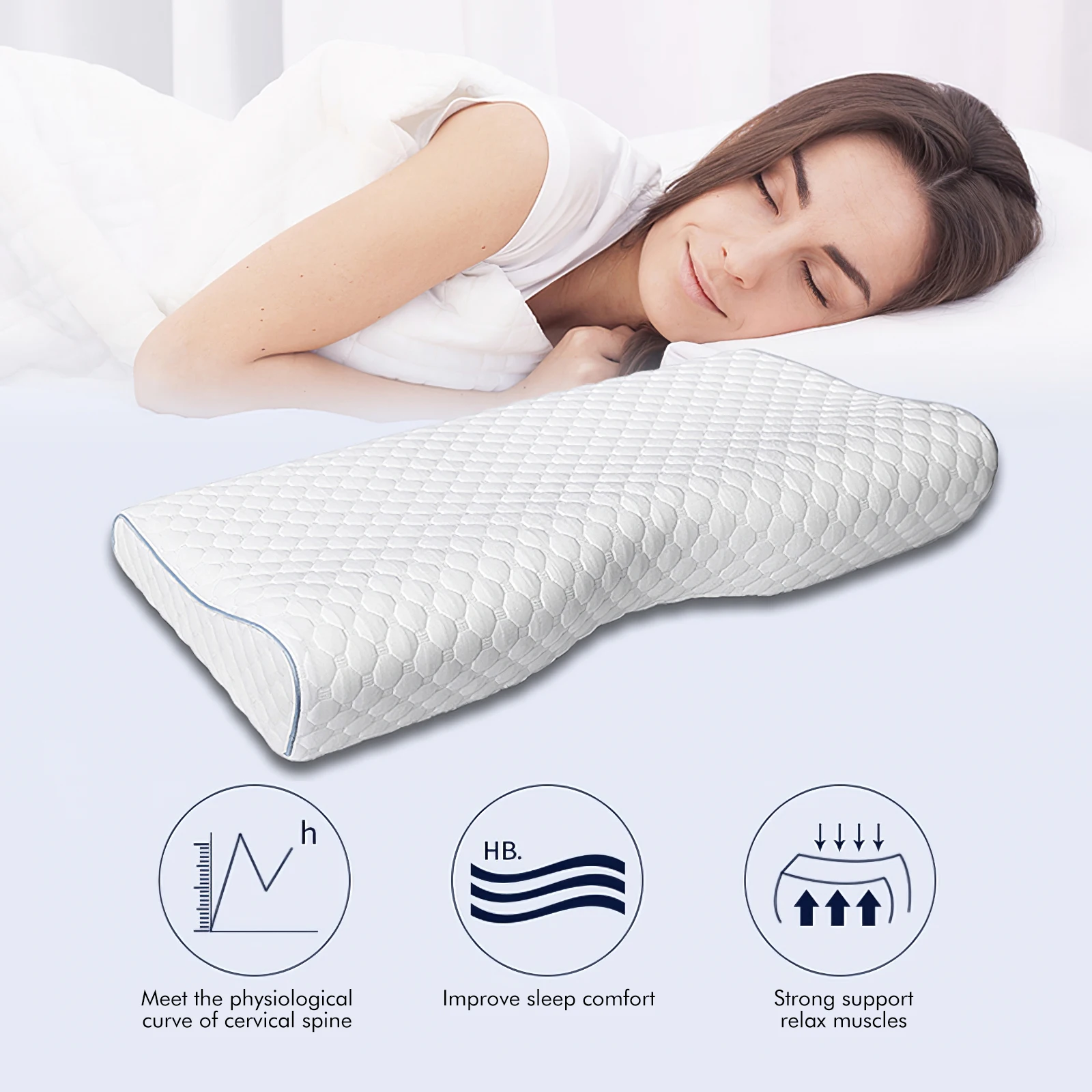 Memory Foam Pillows Butterfly Shaped Relaxing Cervical Slow Rebound Neck  Pillow Pain Relief Sleeping Orthopedic Pillow Beding - AliExpress