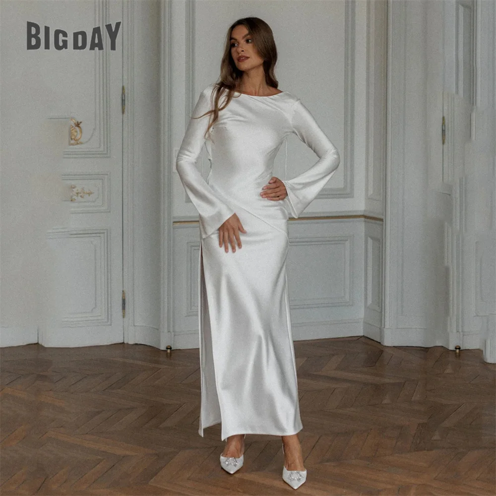 Classic Long Sleeve Mermaid Wedding Dresses Women 2025 O-Neck Open Back Ankle-Length Bridal Gown Vestidos De Noiva Customized 8 S3f127703f28442b096261cd0234ccbefp