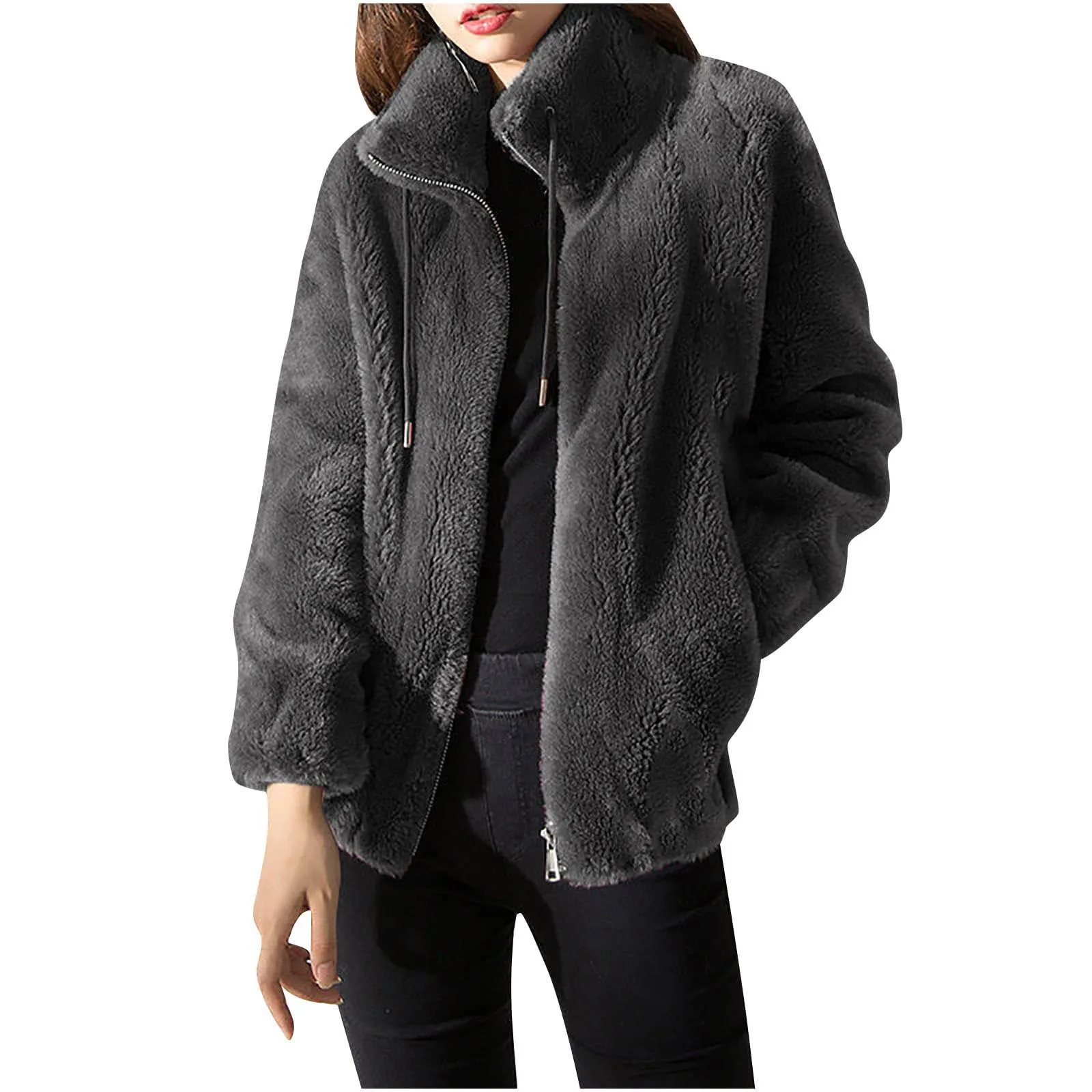 

Флисовая Куртка, Женский плюшевый и толстый свитер, верхняя одежда, Женский флисовый топ с воротником-стойкой