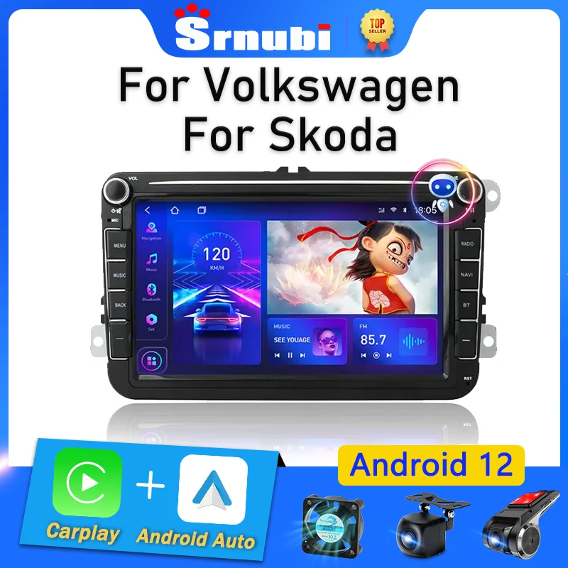 

Srnubi 2 Din Android 12 автомобильный радиоприемник мультимедийный плеер для Volkswagen VW Polo Golf Passat B7 Skoda Seat 2din GPS аудио стерео DVD