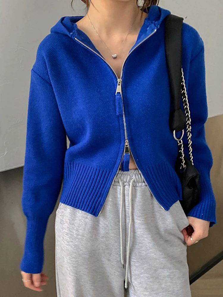 cropped cardigan New  2022 Short Cardigans Zipper Hooded Thicken Knitted Wild Korean Lady Winter Spring Women's Sweaters Top HT3 cropped cardigan Sweaters