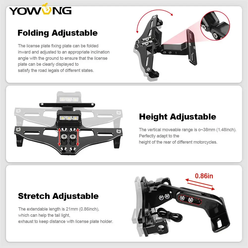 조정 가능한 CNC 오토바이 개조 후면 번호판 마운트 거치대, 혼다 XADV 750 X-ADV 750 XADV750 X ADV 750 거치대 프레임용