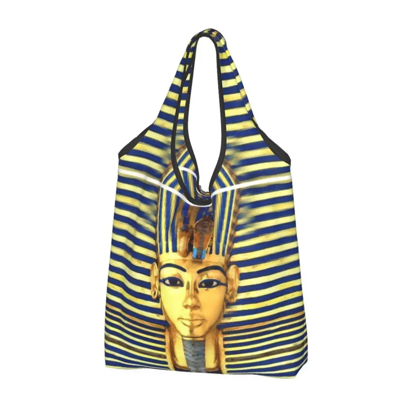 

Fashion Printing Pharaoh King Tut Gold Lapis Tote Shopping Bag Portable Shoulder Shopper Egypt Egyptian Handbag