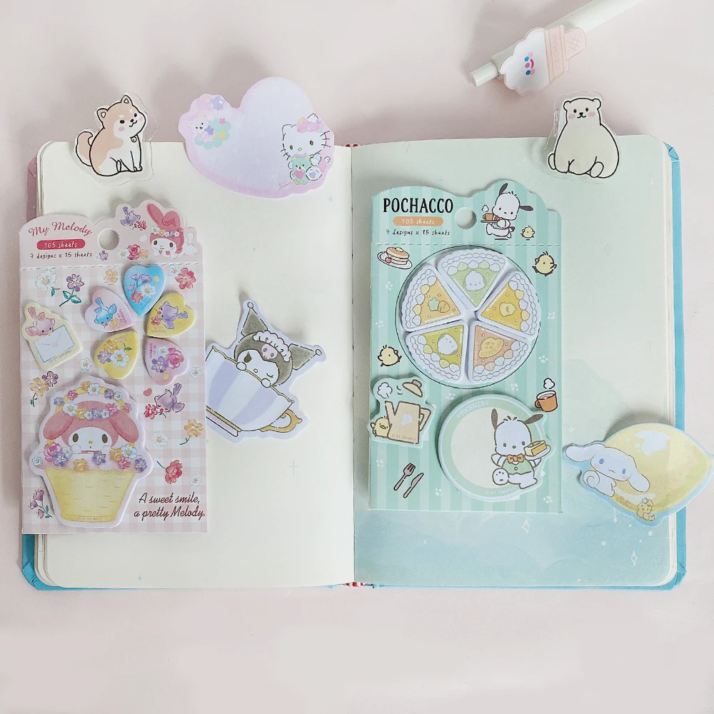 105 sheets Kawaii cartoon animals Sticky Notes Memo Pad Diary Stationary Flakes Scrapbook Decorative Cute Cartoon N Times Sticky - 4