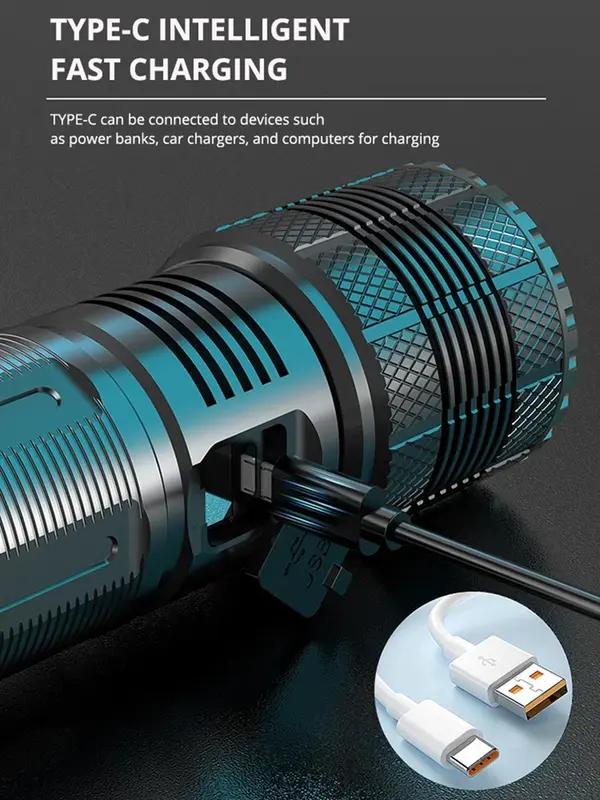 9900000LM Ultra Bright Torch Built-in Battery Flash Light Emergency Spotlights 9km 2500W Most Powerful Led Flashlights Tactical - Image 2