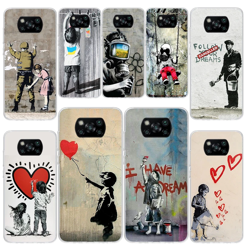 Street Art Banksy Graffiti Custodia Morbida In Silicone Per Xiaomi Poco X3 Nfc X4 Gt X5 M3 M2 M4 Pro M5S F3 F2 F1 Mi Note 10 Lite Co