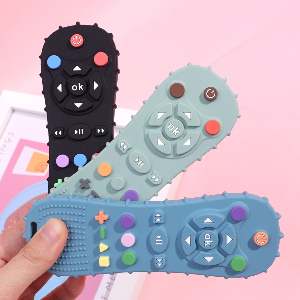 Novelty Silicone Simulation TV Remote Control Shape Soothing Toy Baby Food Grade Teaser Stick Children's Sensory Education Toys silicone teething toys,teething toys,early education toy