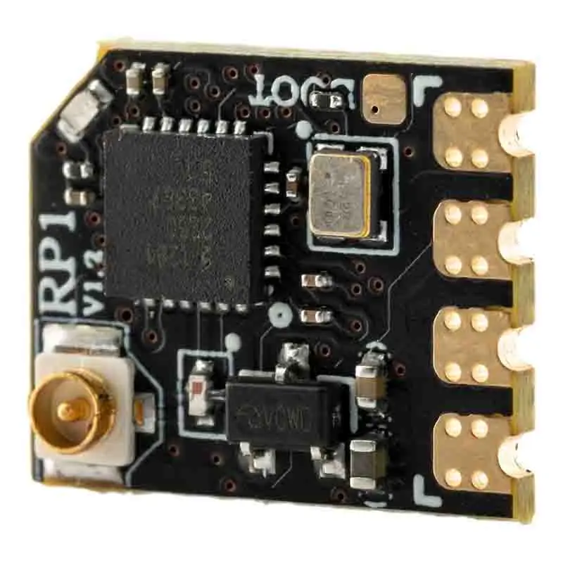 Vue latérale du récepteur RadioMaster RP1 V2 ELRS 2.4GHz Nano TCXO pour FPV