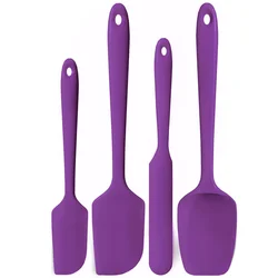 Premium Heat-Resistant Silicone Spatula Set with Nonslip Handle for Cooking, Baking, and Mixing (PURPLE)