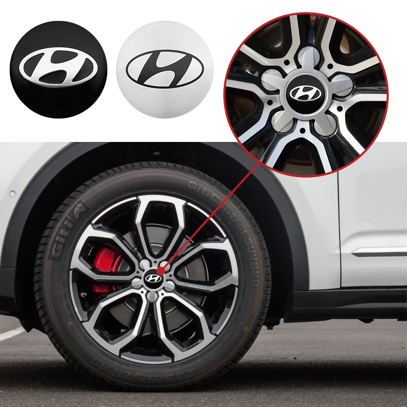 4PCS Car Wheel Center Hubcaps Emblem Stickers For Hyundai Creta Elantra